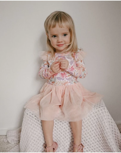 WITH LOVE FOR KIDS - Tulle Flutter Long Sleeve Tutu Onesie - Babies