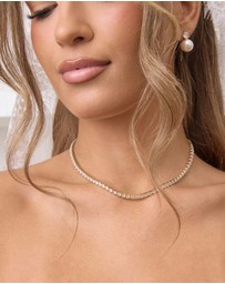 The White Collection - Annabelle - Classic Gold Pearl Bridal Earrings