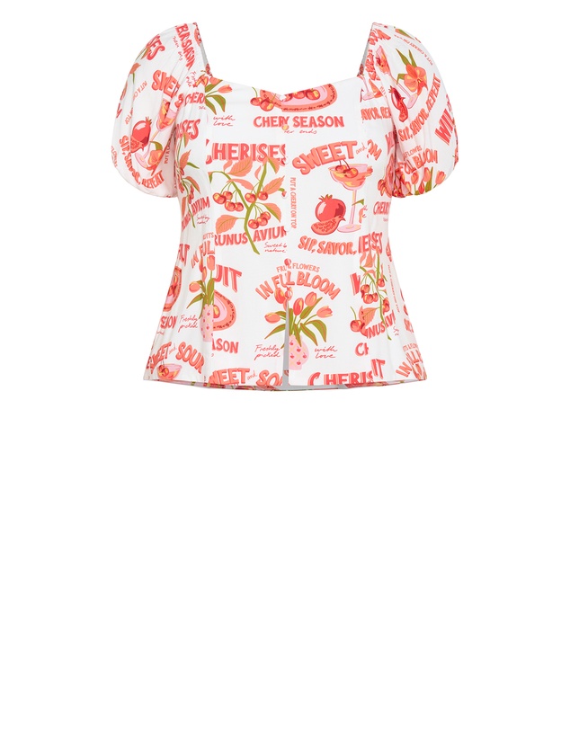 City Chic - Dreamer Cherry Print Corset Top