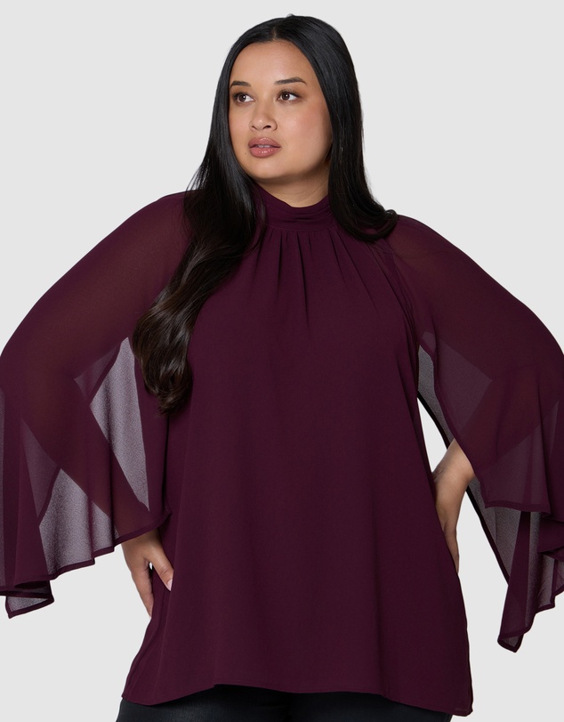Pink Dusk by Curve Project - Fire and Rain Cape Blouse
