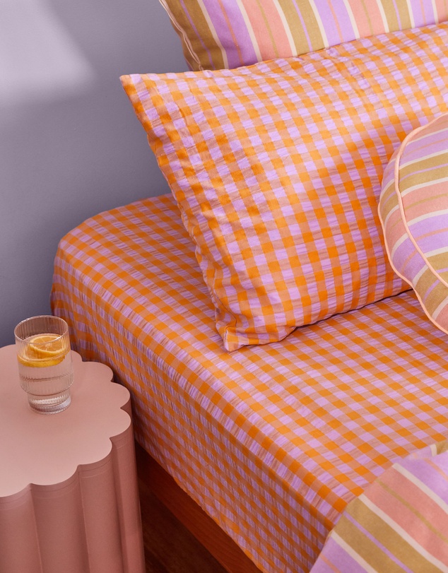 Mosey Me - Kumquat Bloom Seersucker Standard Pillowcase Set
