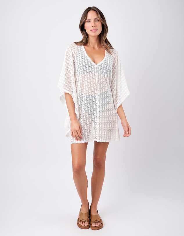 UNE PIECE - Scalloped Lace V-Neck Mini Kaftan
