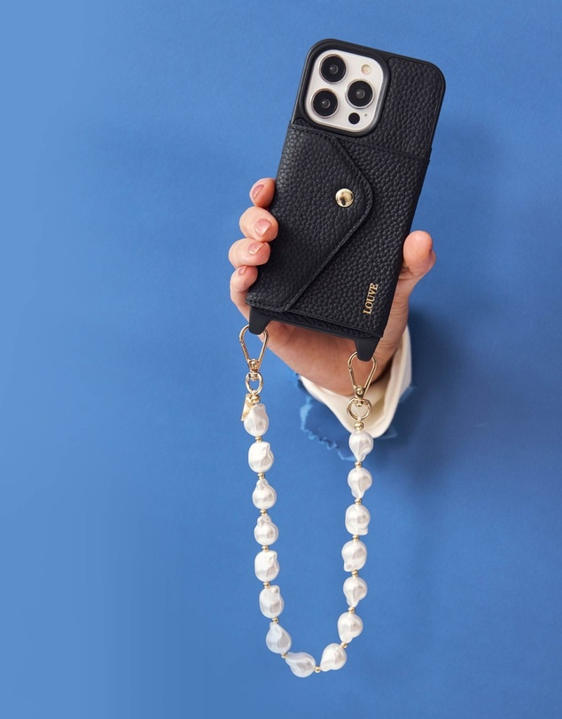LOUVE COLLECTION - Leather Phone Case Wallet & Strap + Daisy Pearl Wristlet