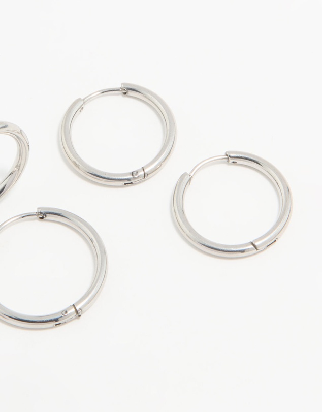 Lovisa - Waterproof Stainless Steel Thin Hoop Earrings 3-Pack