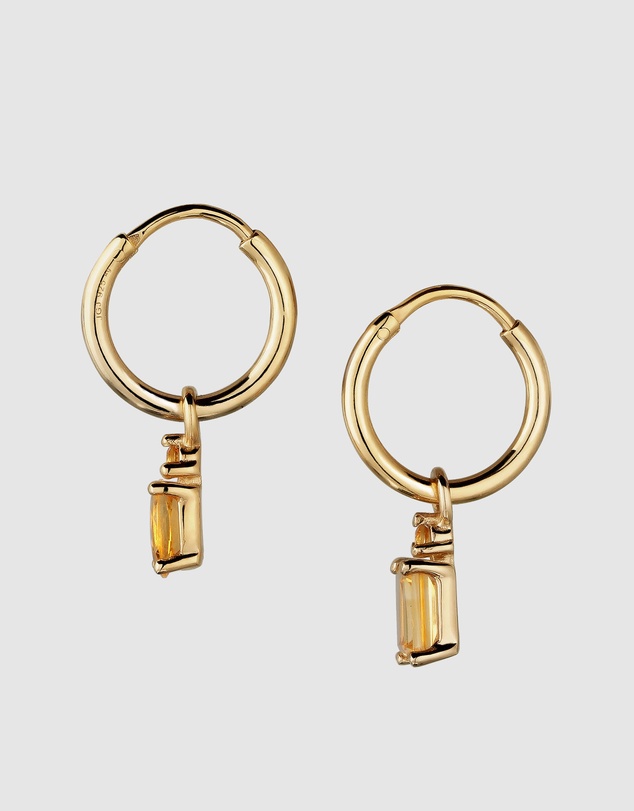 Elli Jewelry - Mismatched Citrine Hoop Earrings in Gold-Plated 925 Silver
