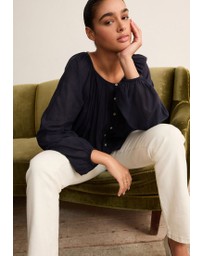 NEXT - Pleat Front Button Through Long Sleeve Blouse