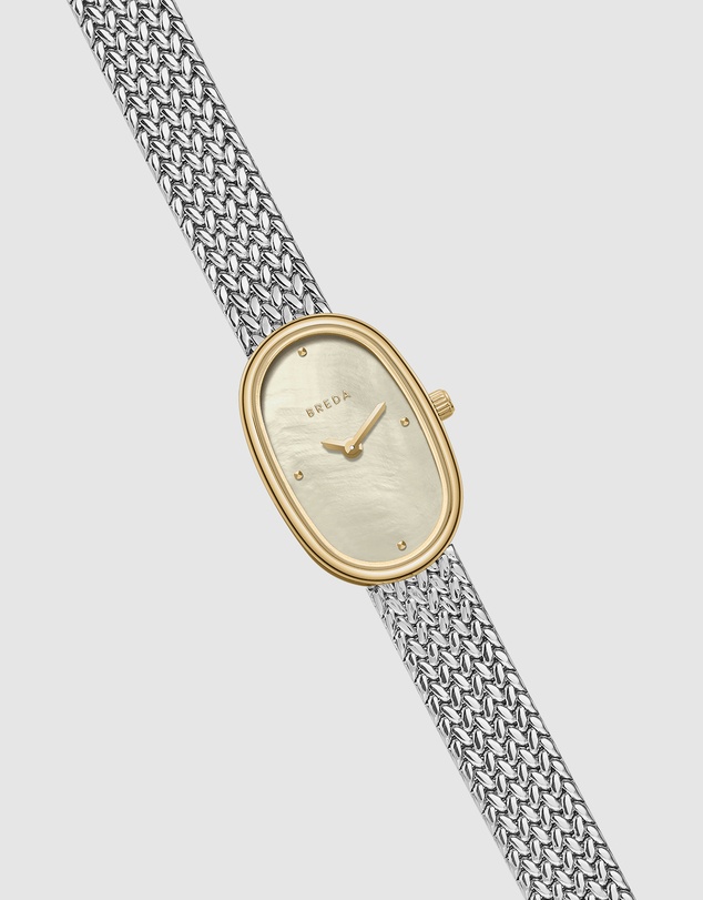 Breda - Jane Tethered Two Tone Gold and Metal Mesh Watch, 18MM