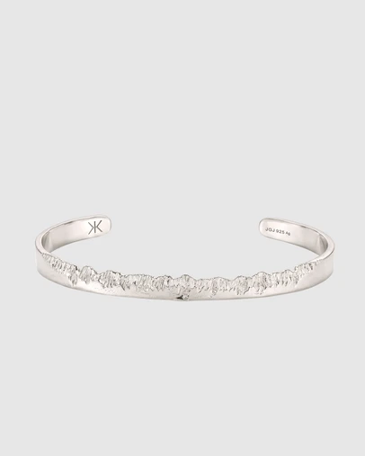 Kuzzoi - ICONIC EXCLUSIVE - Ridged Edge Cuff Bangle in 925 Silver