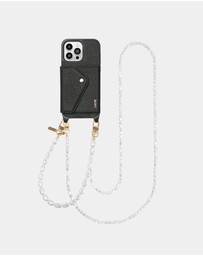 LOUVE COLLECTION - Leather Phone Case Wallet & Strap + Pearl Crossbody Chain & Wristlet