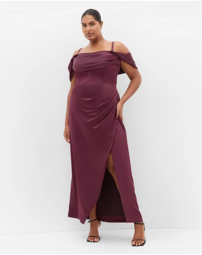 City Chic - Plus size Forbidden Love Maxi Dress - mulberry
