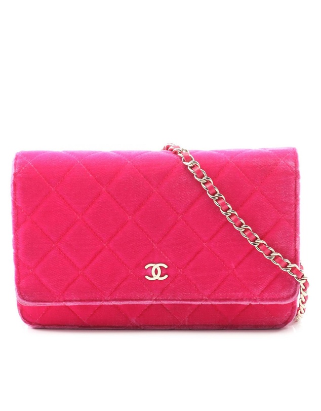 Pre-Loved by Azura Reborn - Pre-Loved CC Quilted Velvet Wallet on Chain