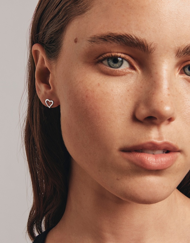 Michael Hill - Open Heart Stud Earrings in Sterling Silver