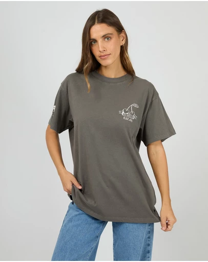 All About Eve - Cherry Pie Relaxed Tee Charcoal