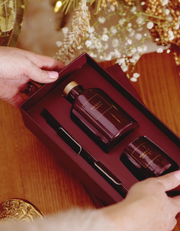 Moss St Fragrances - Vintage Leather & Cedarwood Mini Candle & Diffuser Gift Set