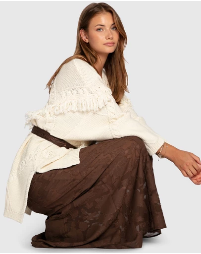 Belle & Bloom - Tassel Line Fringe Oversized Sweater