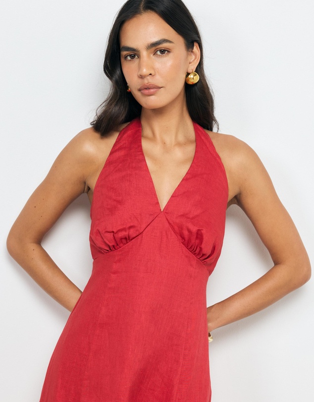 AERE - Lacey Halter Linen Dress