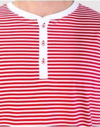 Sant And Abel - Men's Jersey Red Stripe Henley Top