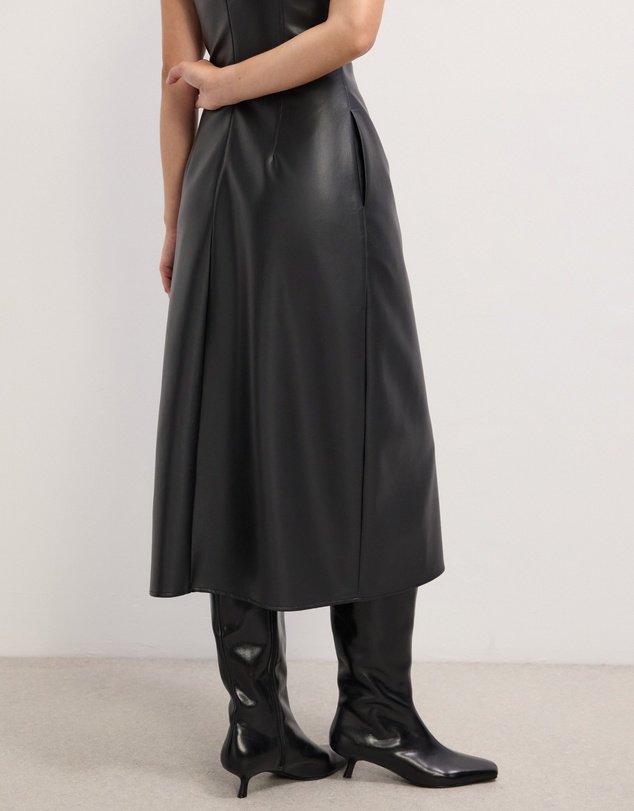 The Fated - Cam Faux Leather Midi Dress
