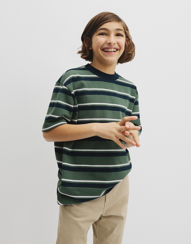 Country Road - Teen Australian Cotton Relaxed Stripe Short Sleeve T-shirt