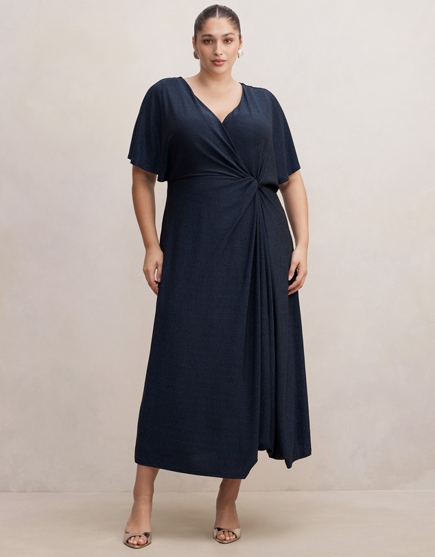 Forever New Curve - Laura Curve Draped Metallic Dress