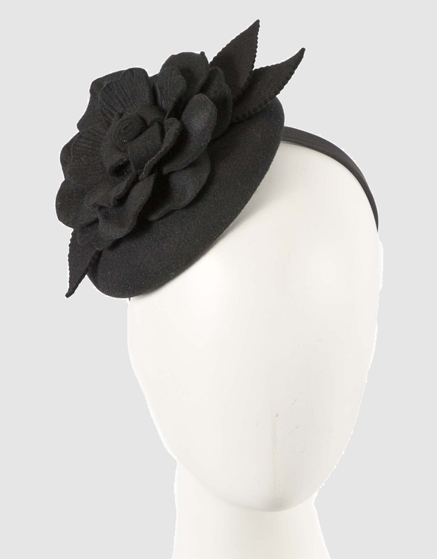 Max Alexander - Felt Black Winter Pillbox Fascinator