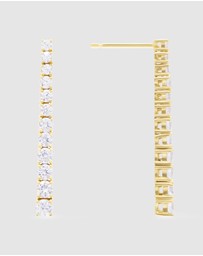Wanderlust + Co - Pave 14K Gold Vermeil Tennis Earrings