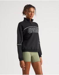 Upstate - Half Zip Panelled Crew - Black Piping