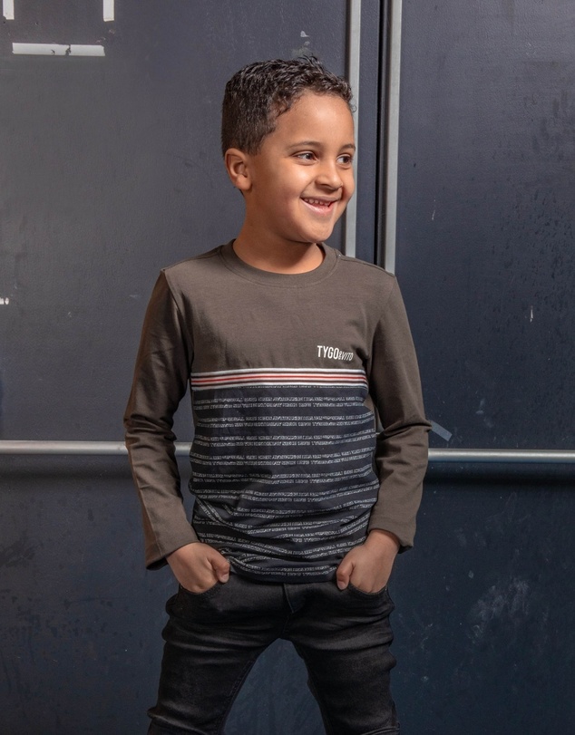 TYGO&vito - Organic Long Sleeve Contrast Text Tee - Kids-Teens