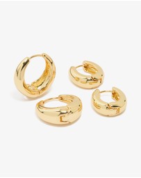 Lovisa - Gold Plated Thick Small & Large Huggie Earrings 2-Pack