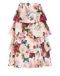 City Chic - Plus size Bianka Botanical Print Tiered Skirt - creme