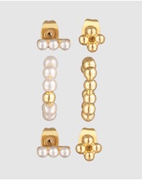 Elli Jewelry - Earrings Set Earcuff Beads Brass Collection