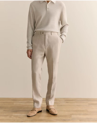 Trenery - Regular Fit Belgian Linen Pant in Flax