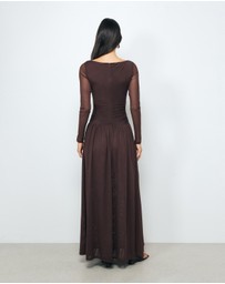 AERE - Lula Boat Neck Mesh Maxi Dress