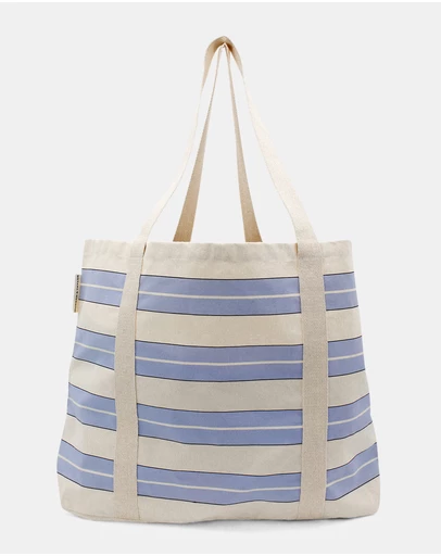 Morgan & Taylor - Cove Beach Tote Bag in Blue and White Stripe