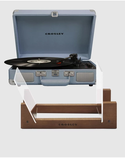 Crosley - Crosley Cruiser Bluetooth Portable Turntable - Tourmaline + Bundled Crosley Record Storage Display Stand