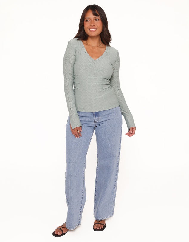 Petal & Pup - Brooklyn Eyelet Top - Dusty Sage