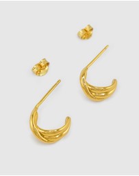 Izoa - Mini Knot Huggie Stud Earrings