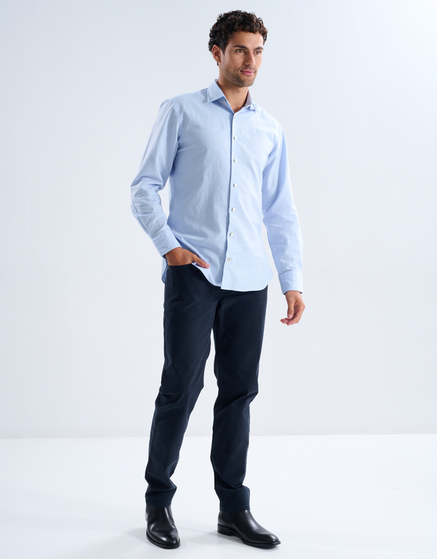 3 Wise Men - 3 Wise Men Trooper Blue Linen Shirt