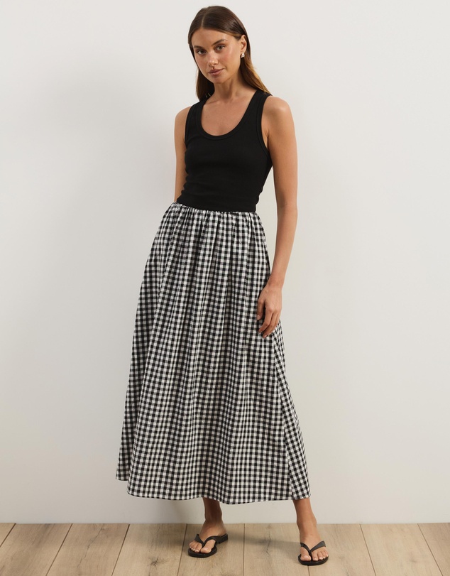 Atmos&Here - Lydia Gingham Midi Skirt