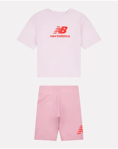 New Balance - Stacked Logo Tee & Cycle Short Set