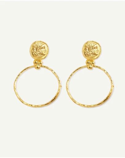 Ottoman Hands - Myia Gold Coin Front Hoop Earrings