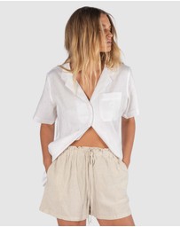 CAMIXA - REVERE Open Collar Short Sleeve Linen shirt