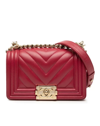 Pre-Loved by Azura Reborn - Pre-Loved Small Chevron Calfskin Boy Flap