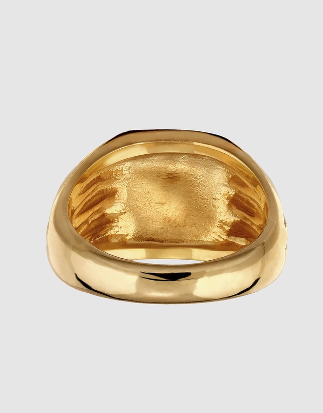 Kuzzoi - ICONIC EXCLUSIVE - Artisan Floral Scroll Signet Ring in Gold-Plated Silver