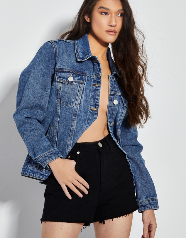 Glamorous - High Waisted Black Denim Shorts