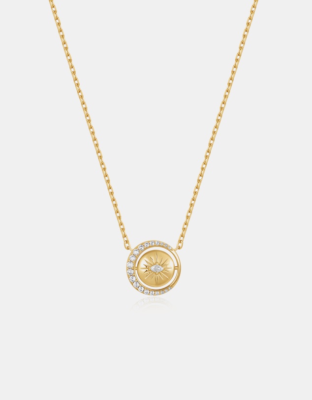 Ania Haie - Gold Reversible Pave Moon Evil-Eye Necklace