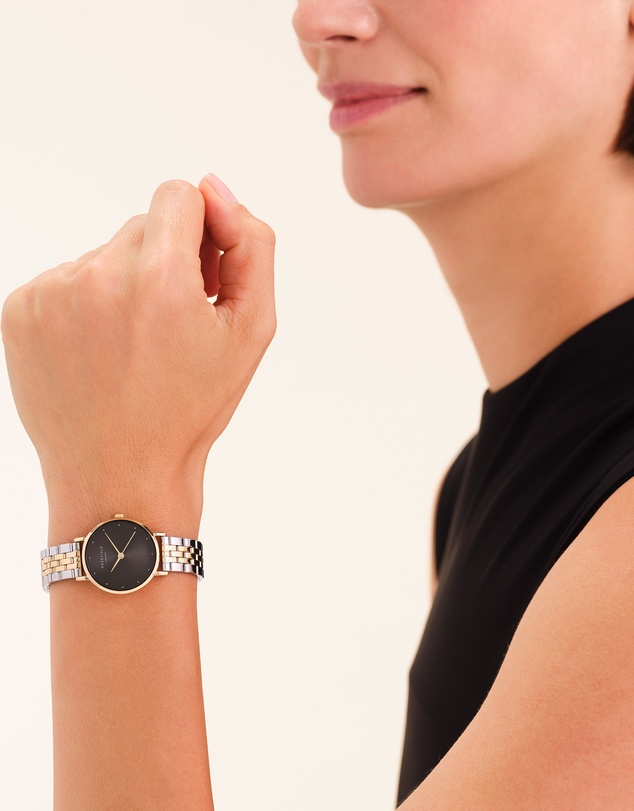 Rosefield - Small Edit Black Gold Silver Duotone Bracelet Watch