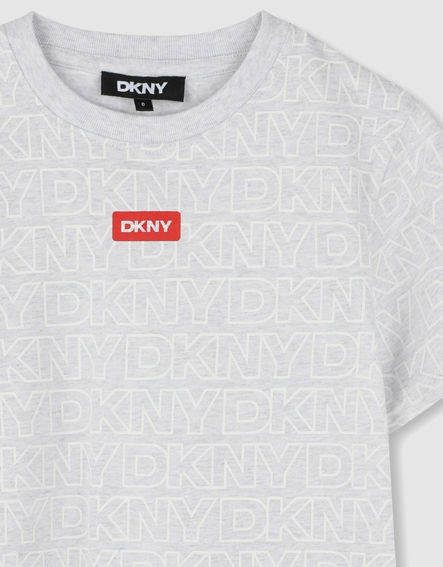 DKNY - All Over Logo Print Short Sleeve T-Shirt - Kids-Teens