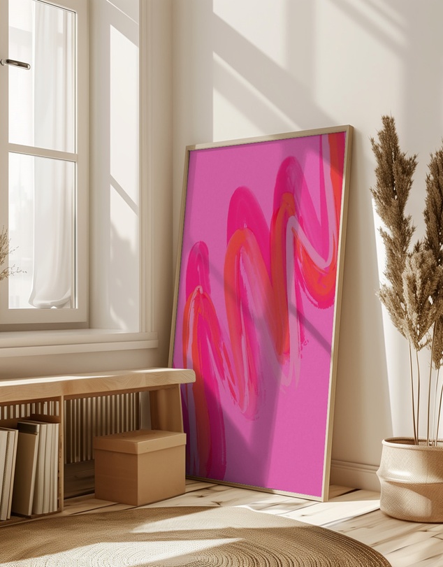 Olive et Oriel - Pinkwave No 6 by Treechild Art Print