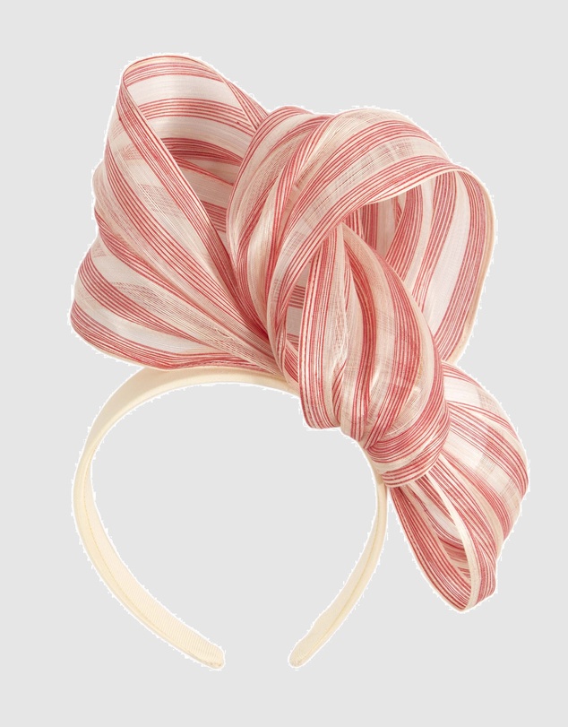 Fillies Collection - Bespoke Red Cream Bow Racing Fascinator